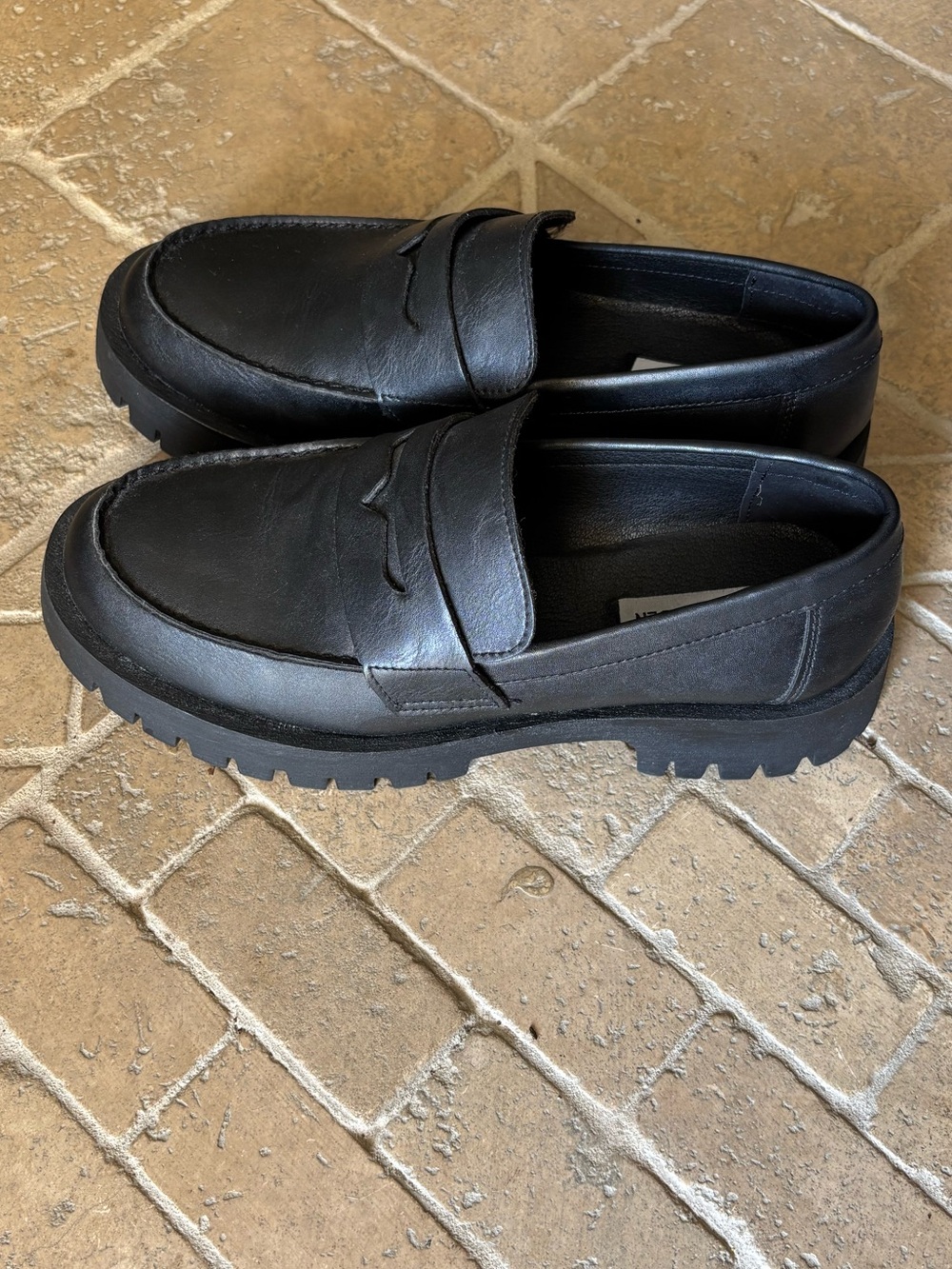 Steve Madden Langsten Leather Platform Lug Sole Penny Loafers-NEW never worn